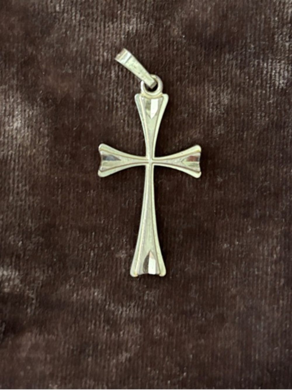 Silver Cross Pendant with beveled design.